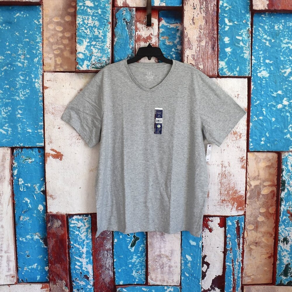 Men's George T-shirt Short Sleeve V-Neck Tee 2XLARGE Light Grey Heather NEW